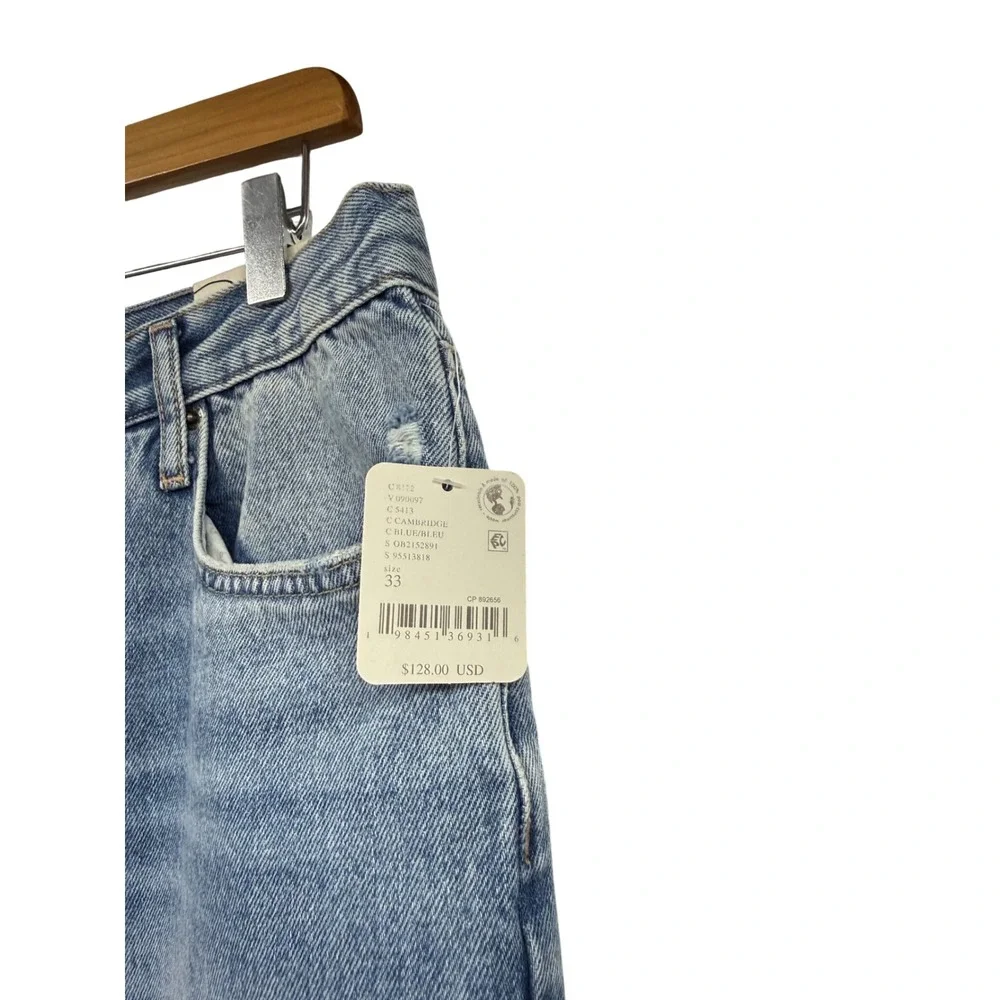 Free People We The Free Holly High Rise Bootcut Jeans Distressed Blue 33 NEW